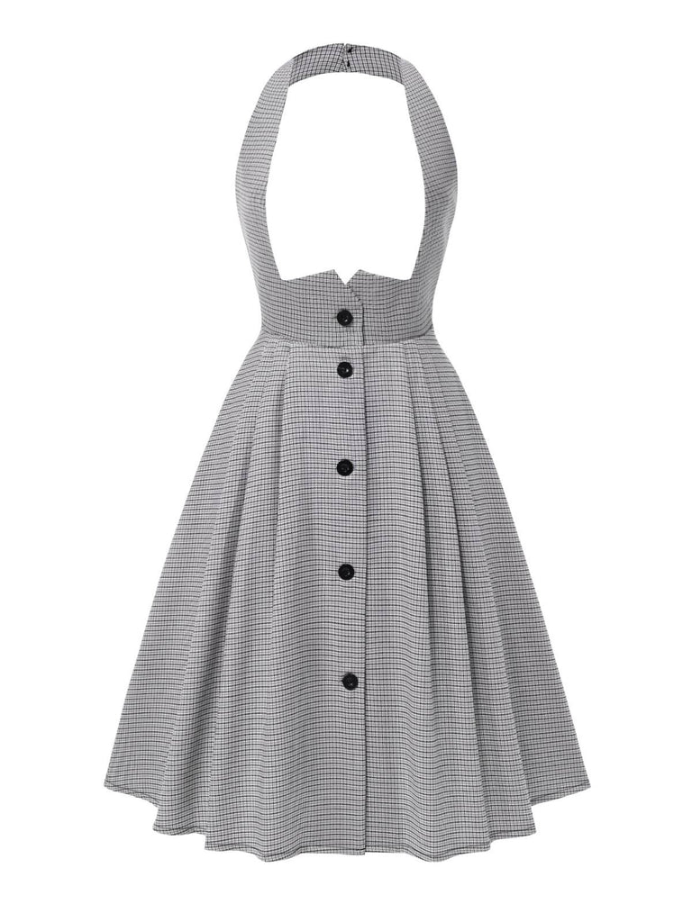 [Vorverkauf] 2PCS 1950er Schwarz Bluse & Grau Pin Check Halftergurt Rock
