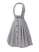 [Vorverkauf] 2PCS 1950er Schwarz Bluse & Grau Pin Check Halftergurt Rock