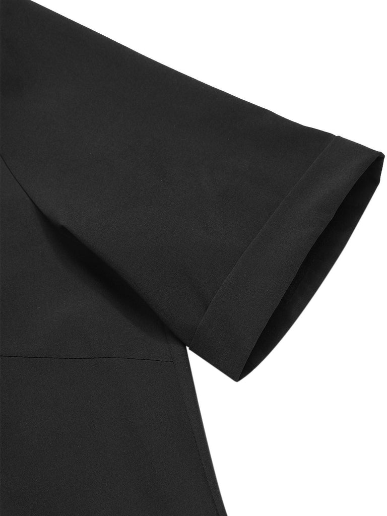 [Vorverkauf] 2PCS 1950er Schwarz Bluse & Grau Pin Check Halftergurt Rock