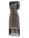 [Vorverkauf] Schwarz & Gold 1920er Netz Pailletten Blumen Fringe Kleid