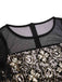 [Vorverkauf] Schwarz & Gold 1920er Netz Pailletten Blumen Fringe Kleid