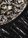 [Vorverkauf] Schwarz & Gold 1920er Netz Pailletten Blumen Fringe Kleid