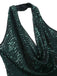 1930er Solide Wasserfallausschnitt Halfter Pailletten Jumpsuit