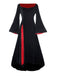1930er Morticia Addams Samt Glockenärmel Kleid