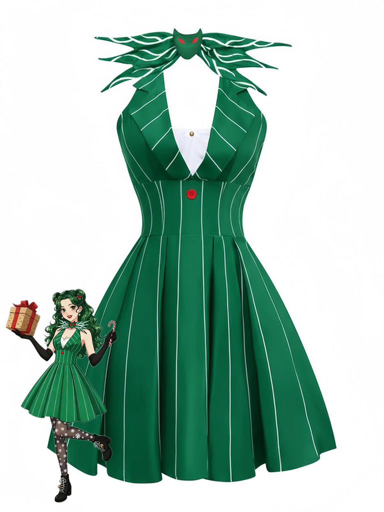 [Vorverkauf] 1960er Nightmare Before Weihnachten Schläger Streifen Kleid