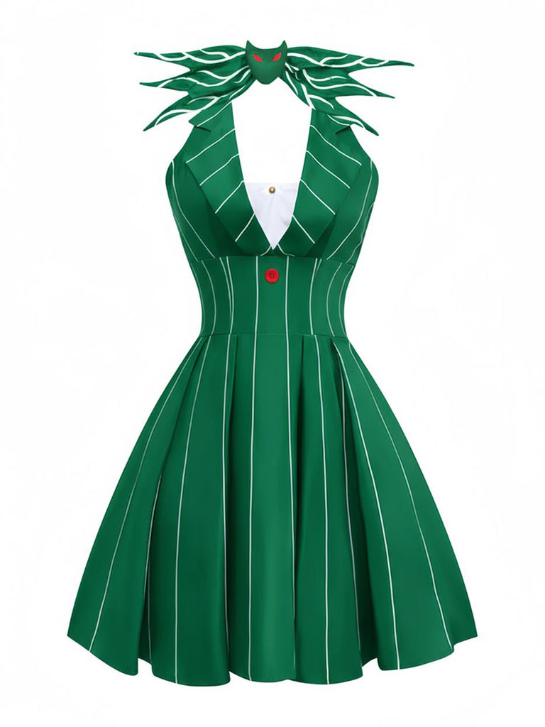 [Vorverkauf] 1960er Nightmare Before Weihnachten Schläger Streifen Kleid