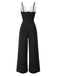 1930er Blumen Patchwork V-Ausschnitt Träger Jumpsuit