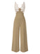 1930er Blumen Patchwork V-Ausschnitt Träger Jumpsuit