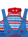 2PCS Blau 1960er Halloween Chucky Kostüm Streifen Top & Breite Träger Kleid