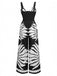 1930er Breite Träger Hohl Twist Gesmokt Blumen Jumpsuit