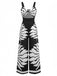 1930er Breite Träger Hohl Twist Gesmokt Blumen Jumpsuit
