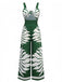 1930er Breite Träger Hohl Twist Gesmokt Blumen Jumpsuit