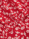Rot 1950er Kleine Blumen Revers Bogen Top