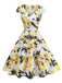 Gelb 1950er Surplice V-Ausschnitt Zitrone Kleid