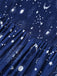 Blau 1950er Sterne Mond Irregulär Saum Schulterfrei Kleid
