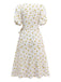 Weiß 1940er Kleine Blumen Baumwolle Wickel Kleid