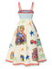 Multicolor 1950er Meereslebewesen Druck Kleid