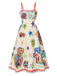 Multicolor 1950er Meereslebewesen Druck Kleid