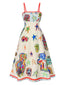 Multicolor 1950er Meereslebewesen Druck Kleid