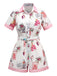 Rosa 1950er Ananas Blume Gürtel Revers Romper