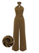 [Vorverkauf] Grün 1950er Solide Kreuz-Halfter Tailliert Jumpsuit