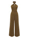 [Vorverkauf] Grün 1950er Solide Kreuz-Halfter Tailliert Jumpsuit
