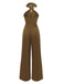 [Vorverkauf] Grün 1950er Solide Kreuz-Halfter Tailliert Jumpsuit