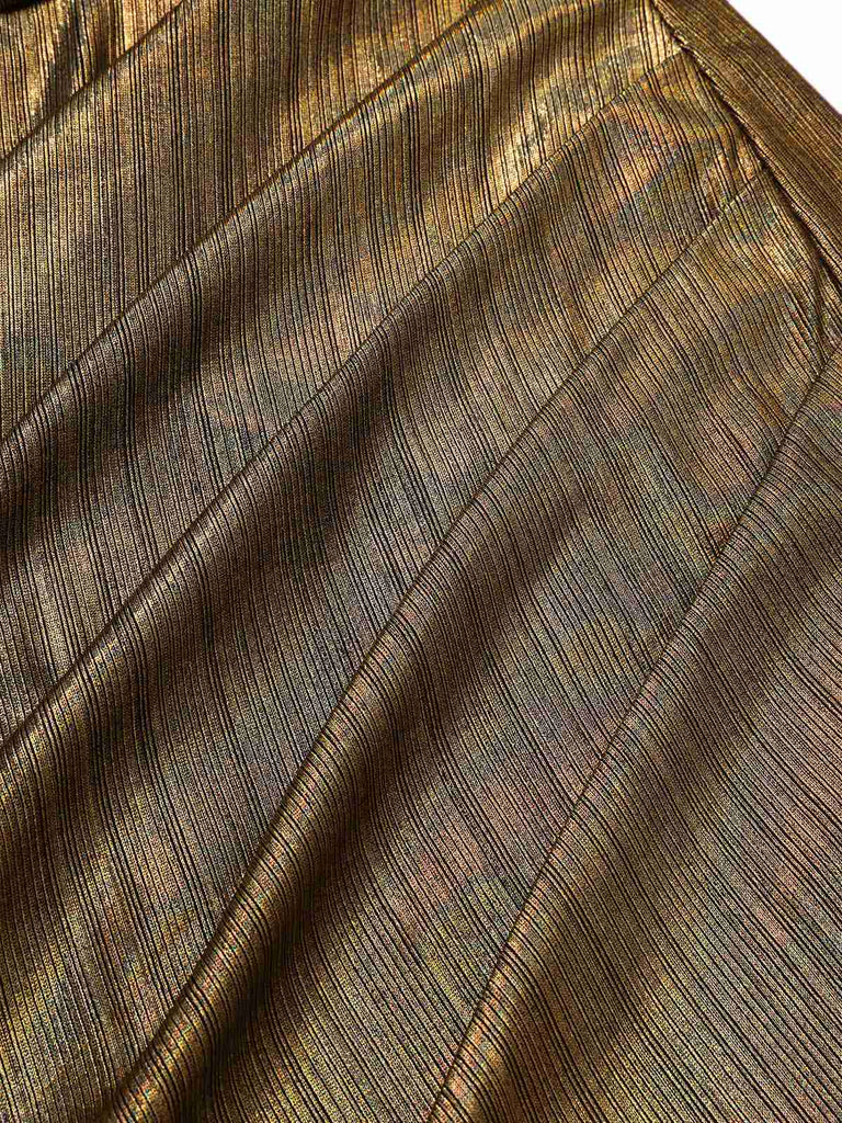 [Vorverkauf] Gold 1970er Cross Halfter Glitzer Enges Kleid