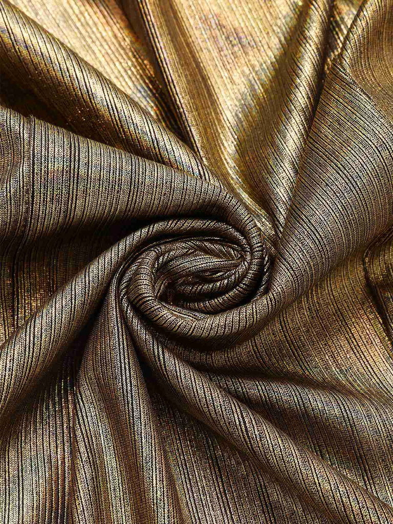 [Vorverkauf] Gold 1970er Cross Halfter Glitzer Enges Kleid