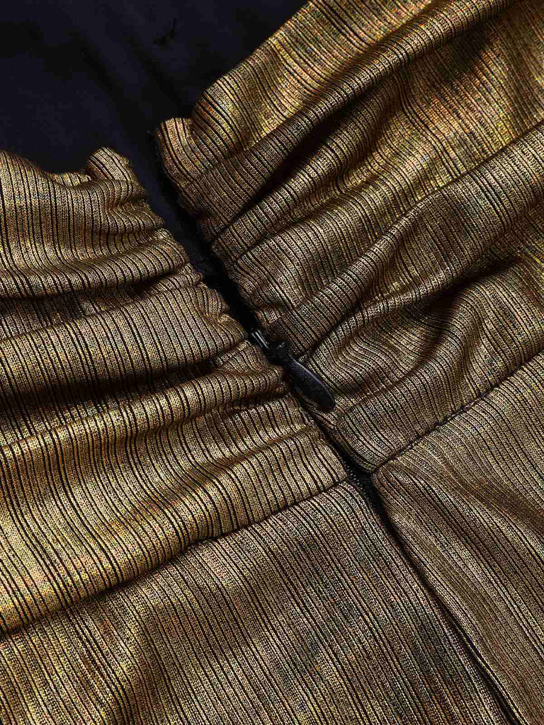 [Vorverkauf] Gold 1970er Cross Halfter Glitzer Enges Kleid