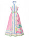 Rosa 1970er Rundhal Halter Tropisch Boho Kleid