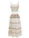 2PCS Beige 1970er Bohemien Fransenriemen Top & Rock