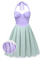 [Vorverkauf] [Übergröße] Lavendel & Grün 1940er Hülse Perle Plissiertes Kleid