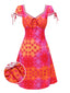 [Vorverkauf] Rosa 1960er Häkeln Trimmen Psychedelisch Blumen Kleid