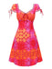 [Vorverkauf] Rosa 1960er Häkeln Trimmen Psychedelisch Blumen Kleid