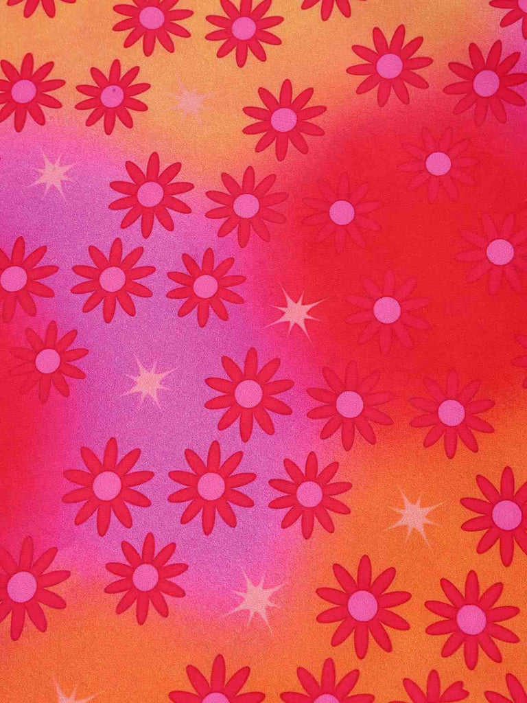 [Vorverkauf] Rosa 1960er Häkeln Trimmen Psychedelisch Blumen Kleid