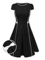 [Vorverkauf] Schwarz 1950er Kontrast Bindung Bogen Plissiertes Kleid