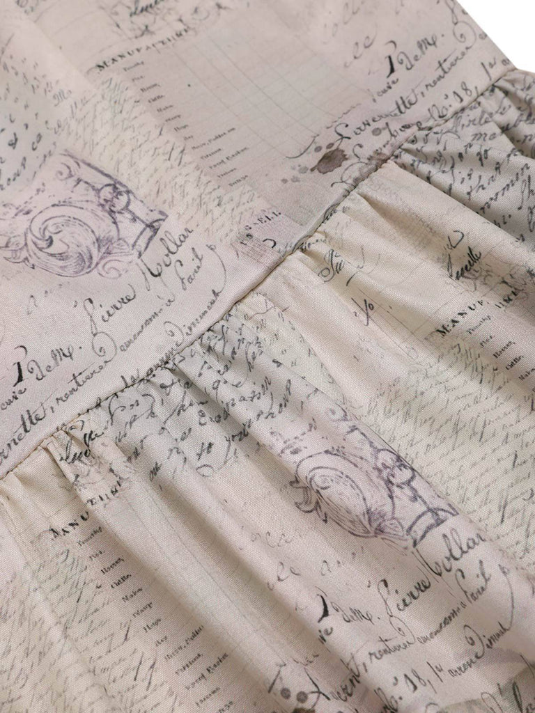 [Vorverkauf] Khaki 1950er Zeitung Schmetterling Patchwork Kleid