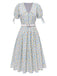 [Vorverkauf] Mehrfarbig 1940er Knoten Manschette Revers Blumen Kleid