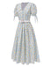 [Vorverkauf] Mehrfarbig 1940er Knoten Manschette Revers Blumen Kleid