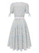 [Vorverkauf] Mehrfarbig 1940er Knoten Manschette Revers Blumen Kleid