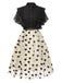 Schwarz 1950er 3D Blumen Rüschen Kleid