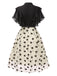 Schwarz 1950er 3D Blumen Rüschen Kleid
