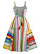 Mehrfarbig 1950er Zurückbinden Barcode Streifen Kleid