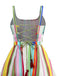 Mehrfarbig 1950er Zurückbinden Barcode Streifen Kleid