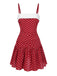 Rot 1960er Spitze Patchwork Tupfen Plissiertes Kleid