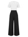[Vorverkauf] Schwarz 1940er Streifen Krawattenhals Jumpsuit