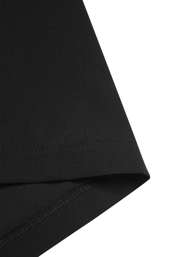 [Vorverkauf] Schwarz 1940er Streifen Krawattenhals Jumpsuit