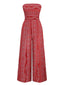 1970er Bohemien Trägerlos Schlitz Gesmokt Jumpsuit