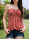 Rot 1940er Plaid Twist Babydoll Leibchen